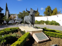 Ronda - Bull sculpture in front of the Ronda Bullring