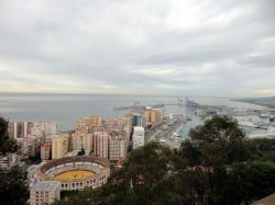 View from Gibralfaro Castle to the port of Malaga